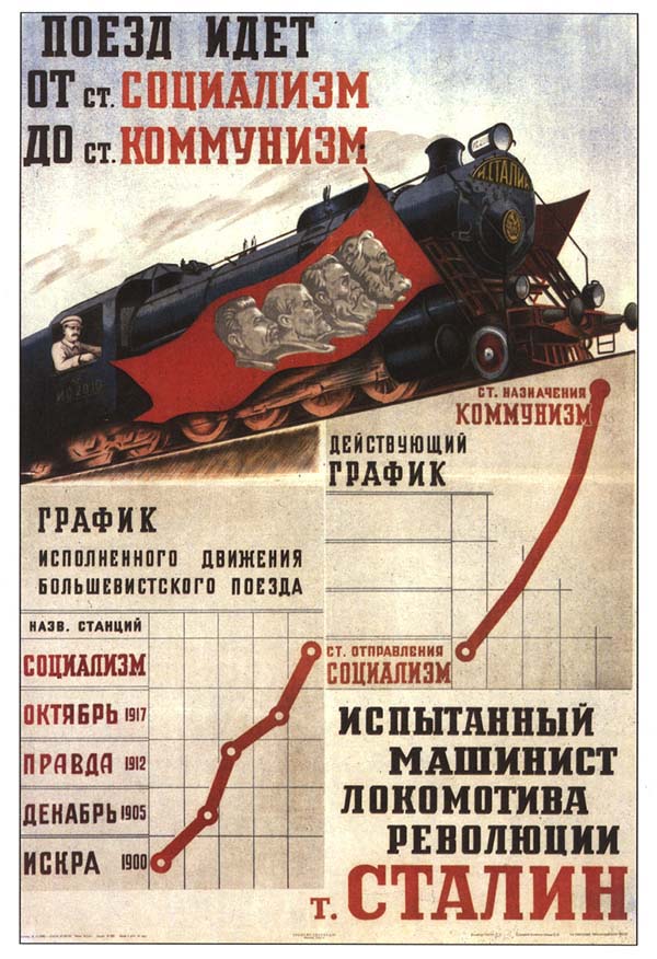Поезд из социализма в коммунизм, машинист - тов. Сталин